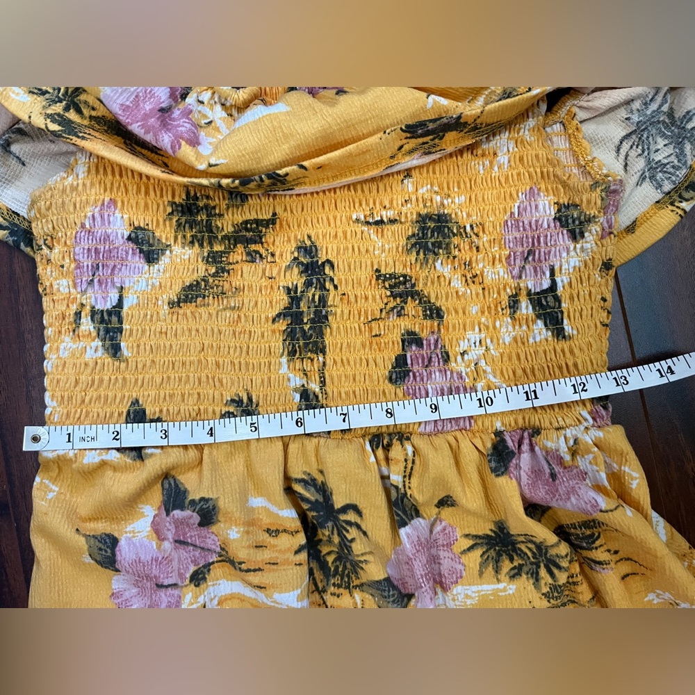 Ardene women’s medium off-the-shoulder maxi dress, floral tropical, yellow - Picture 8 of 11